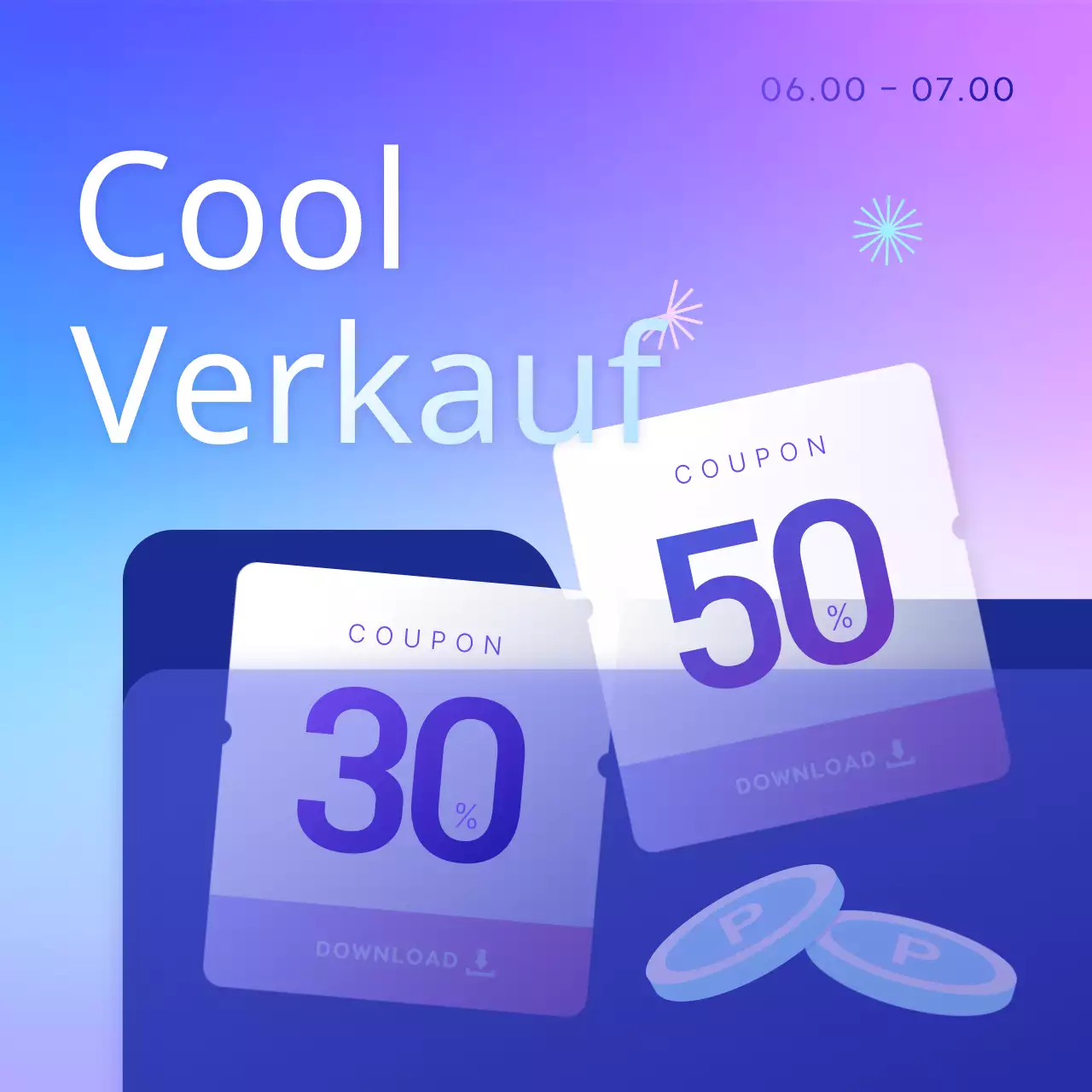 Werben Sie für Sommerveranstaltungen mit lila und blauen Farbtupfern