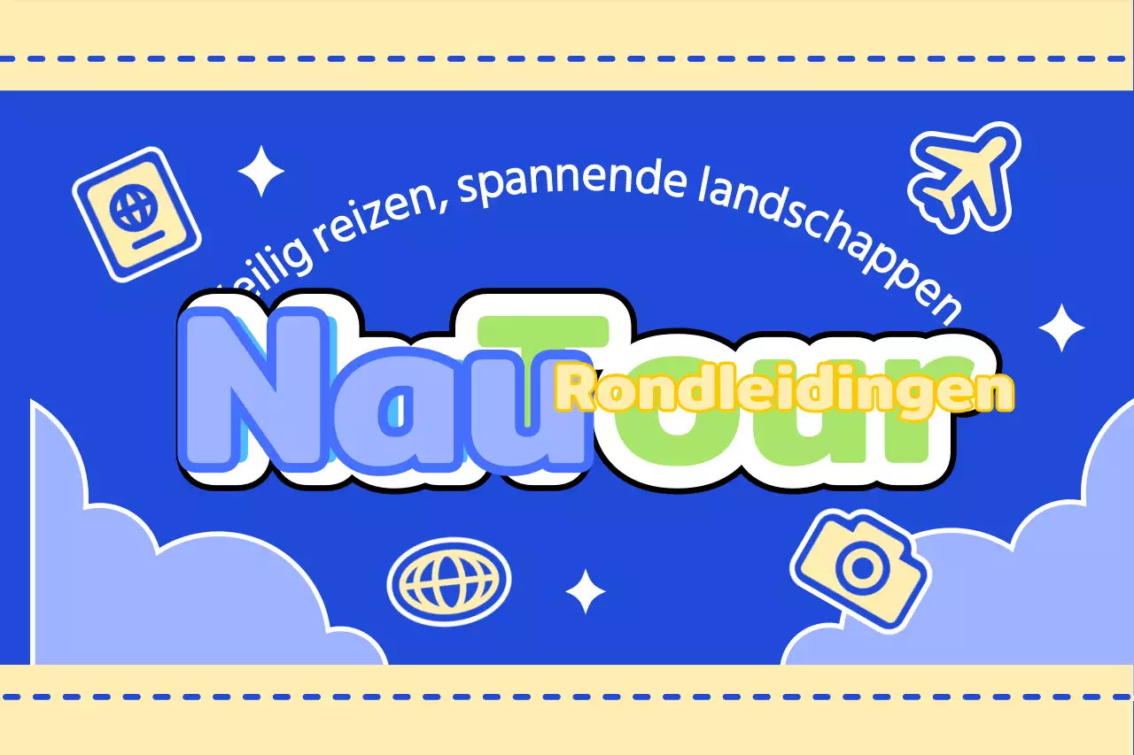 Ontwerp een leuke reisgids met wolken en verschillende pictogrammen