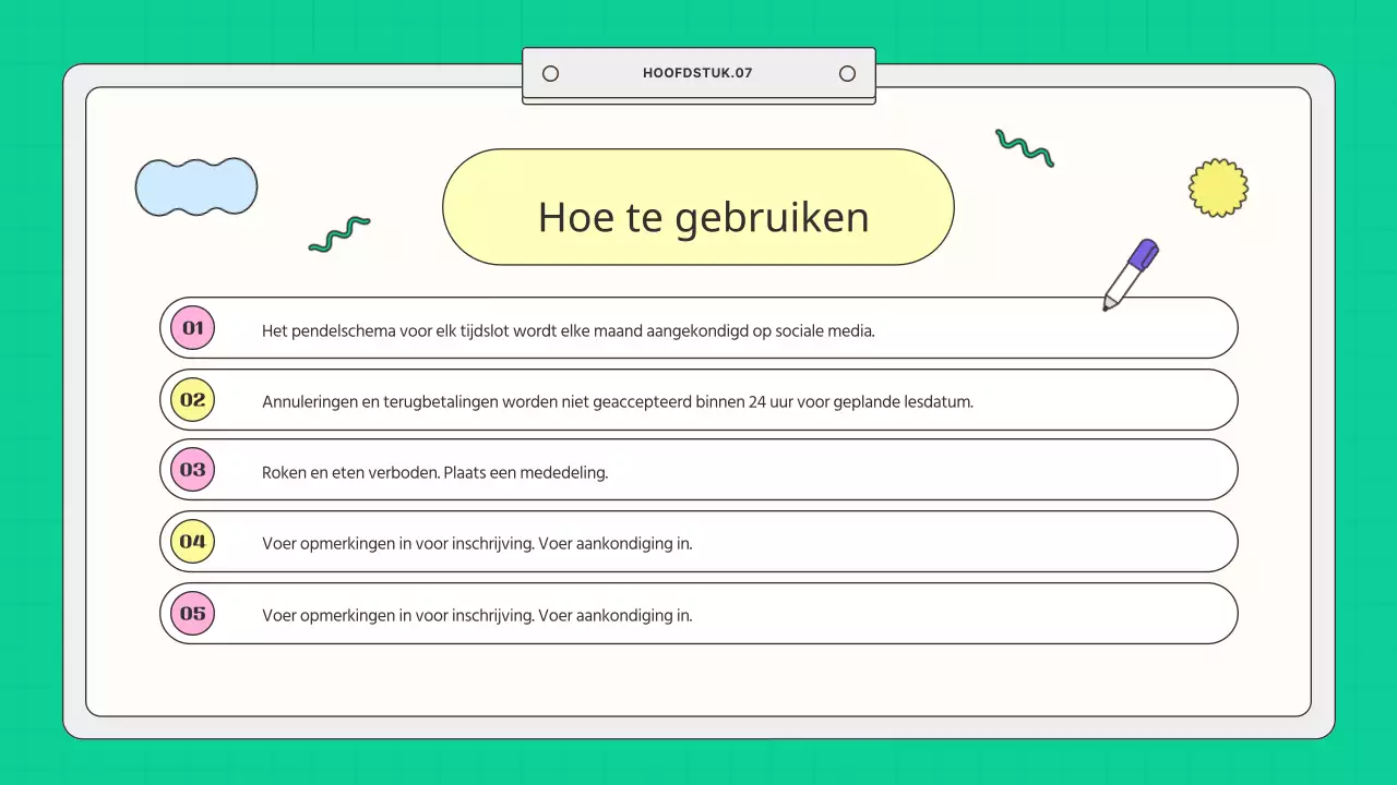Kitscherig mint en geel schoolprospectus