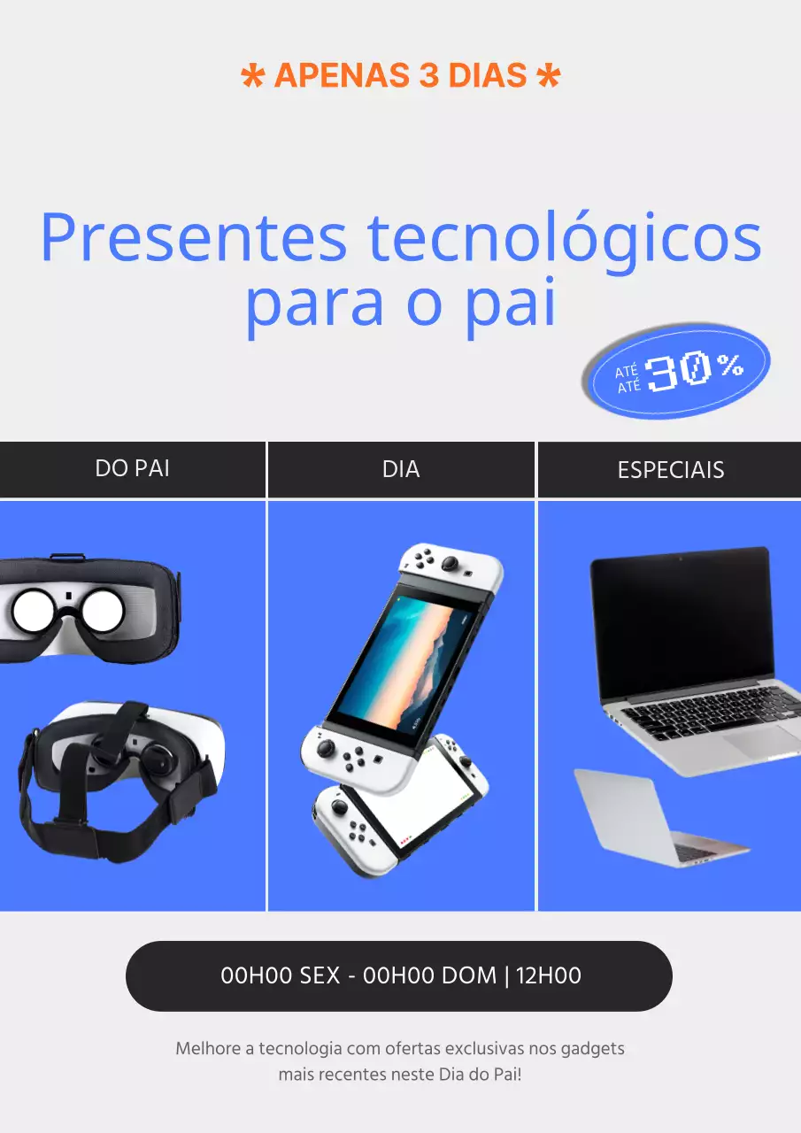 Anúncio de venda moderno em azul e laranja