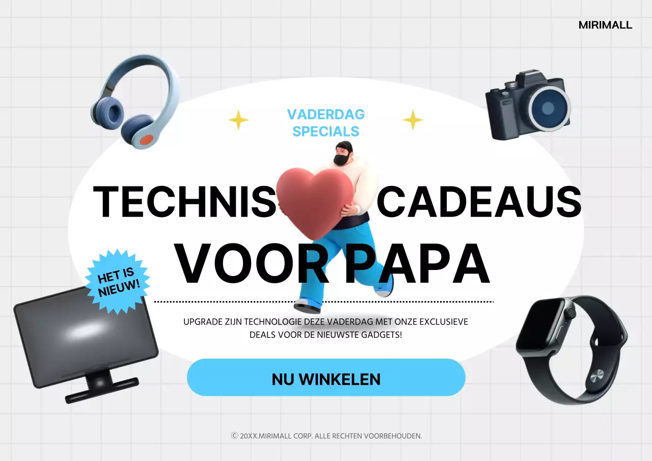 Een eenvoudige advertentie voor Vaderdag in grijs en lichtblauw