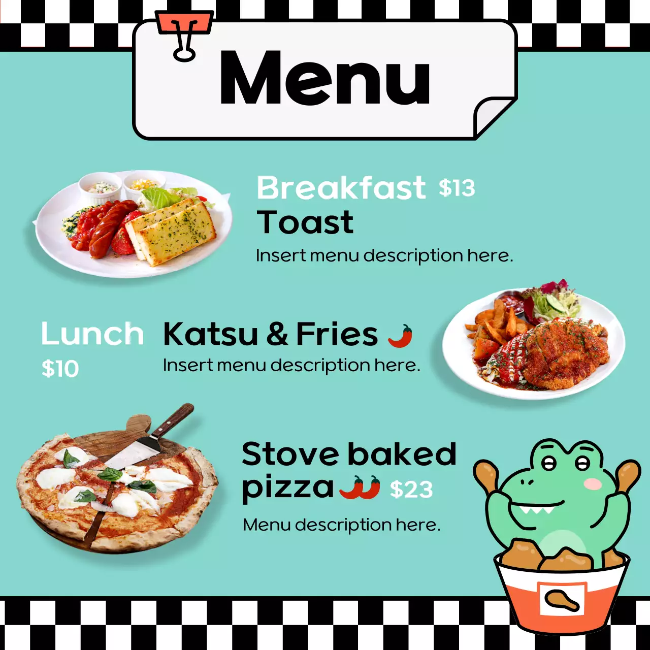 티엘 트렌디 푸드 메뉴 소셜 미디어 포스트