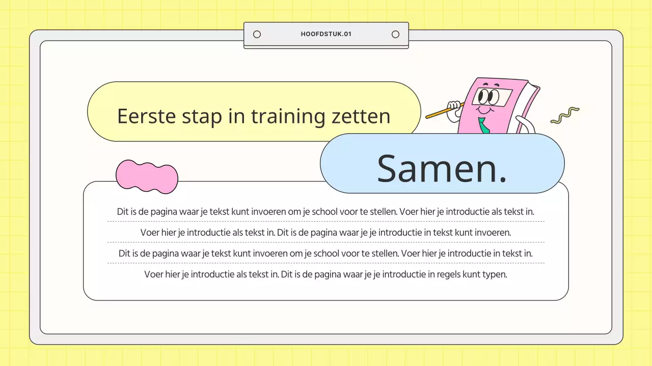 Kitscherig mint en geel schoolprospectus