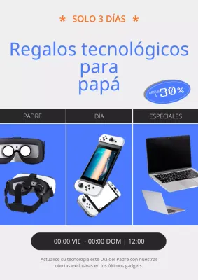 Moderno anuncio de venta en azul y naranja