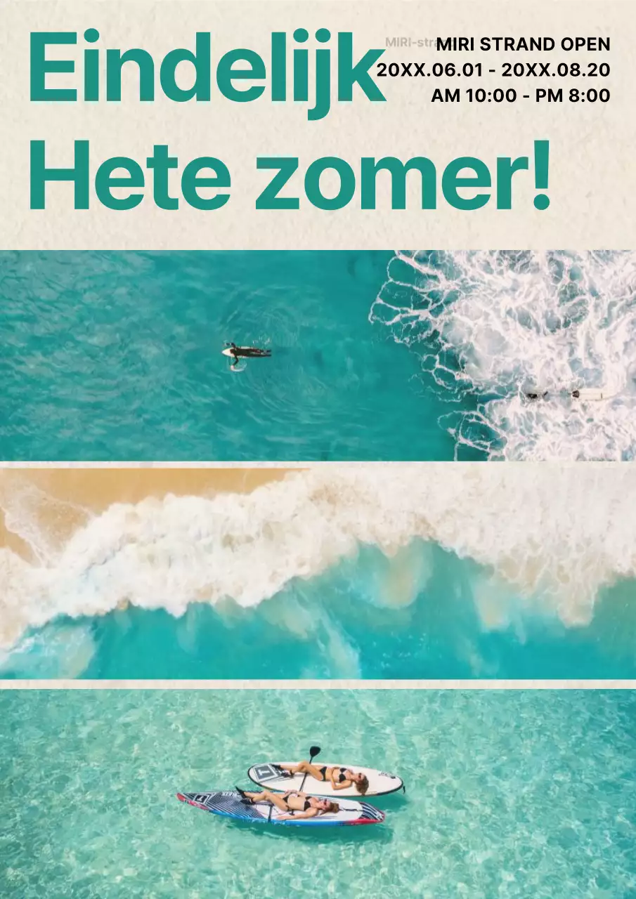 Vintage strand flyer in blauw en beige