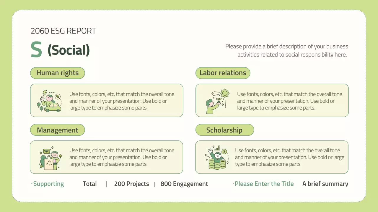 Green Minimal Esg 보고서 문서 프레젠테이션