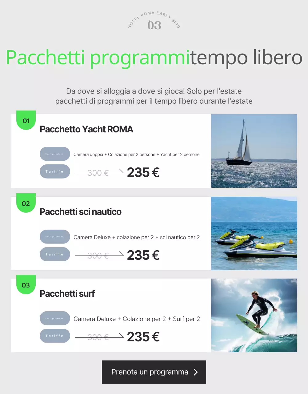 Semplice promozione estiva dell'hotel in bianco e azzurro