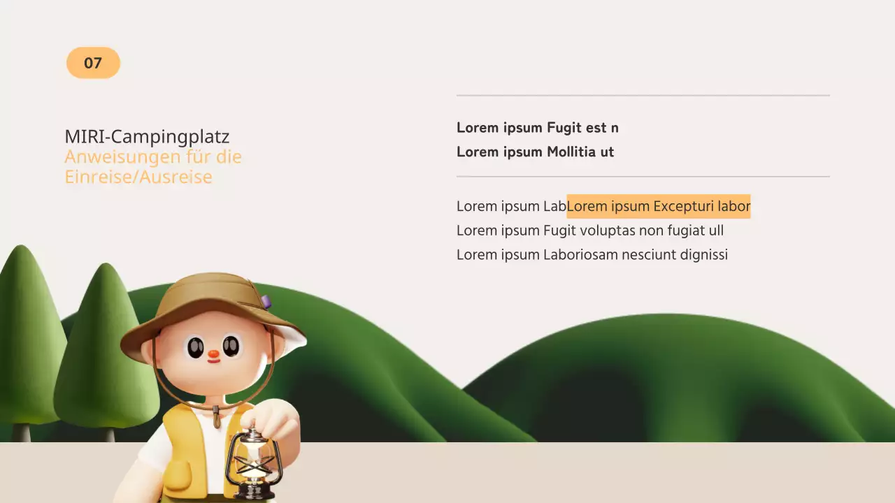 Ein Führer zum orange-beigen Sommercampingplatz