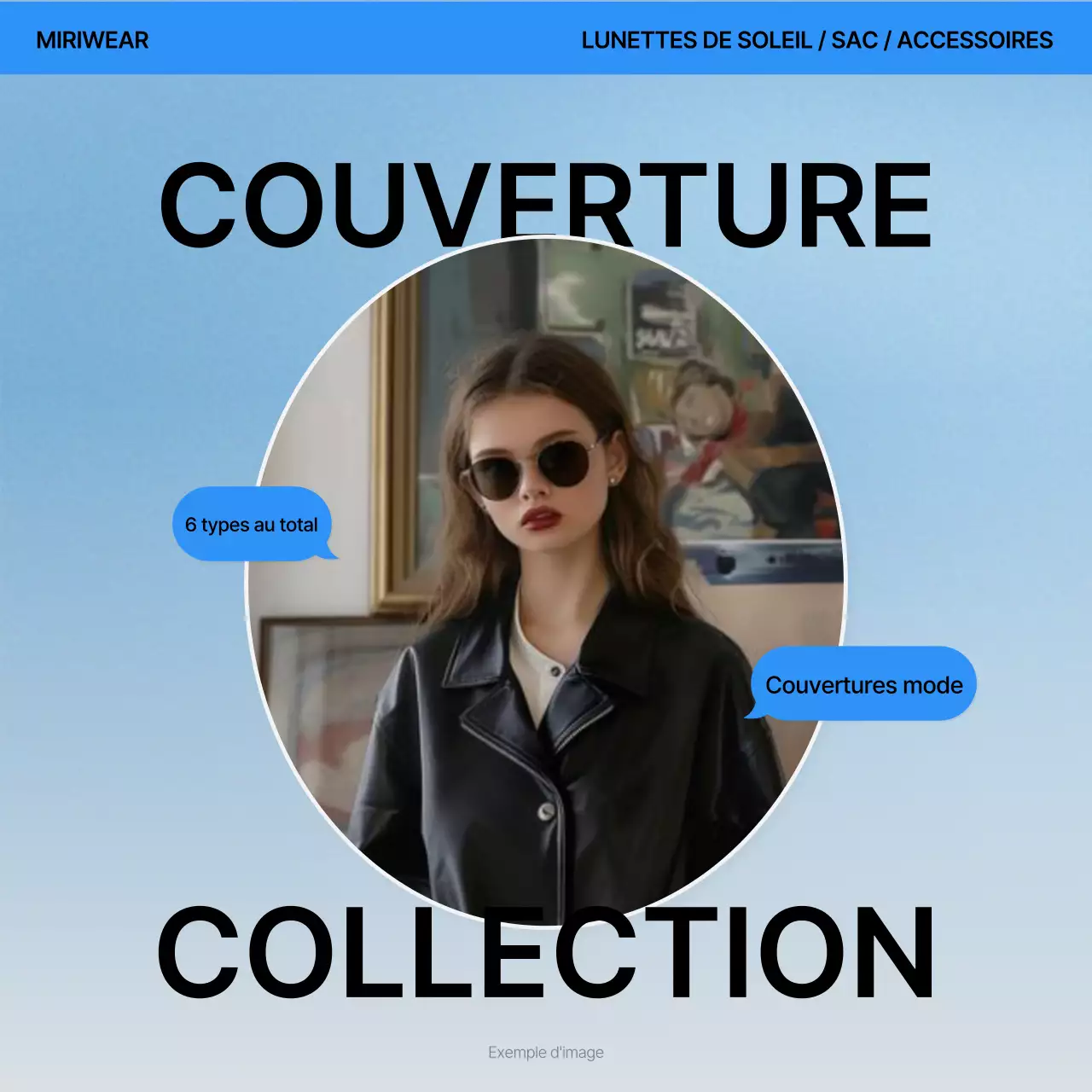 Une couverture de mode tendance en bleu et blanc