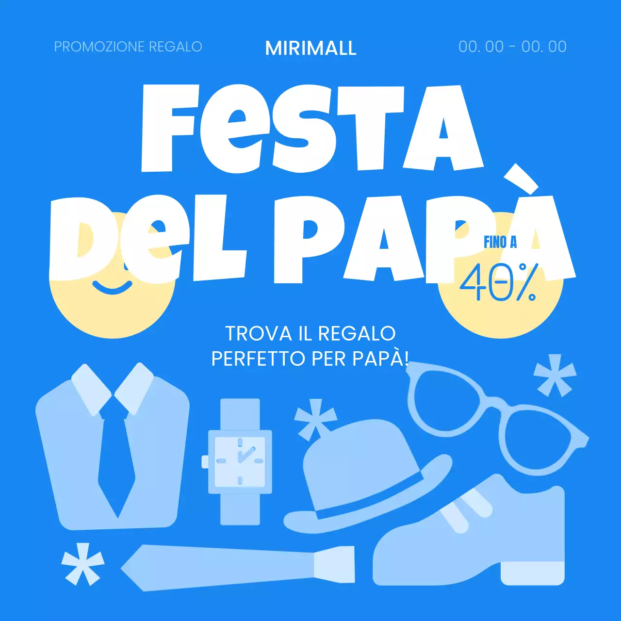 Un simpatico annuncio di vendita blu e giallo