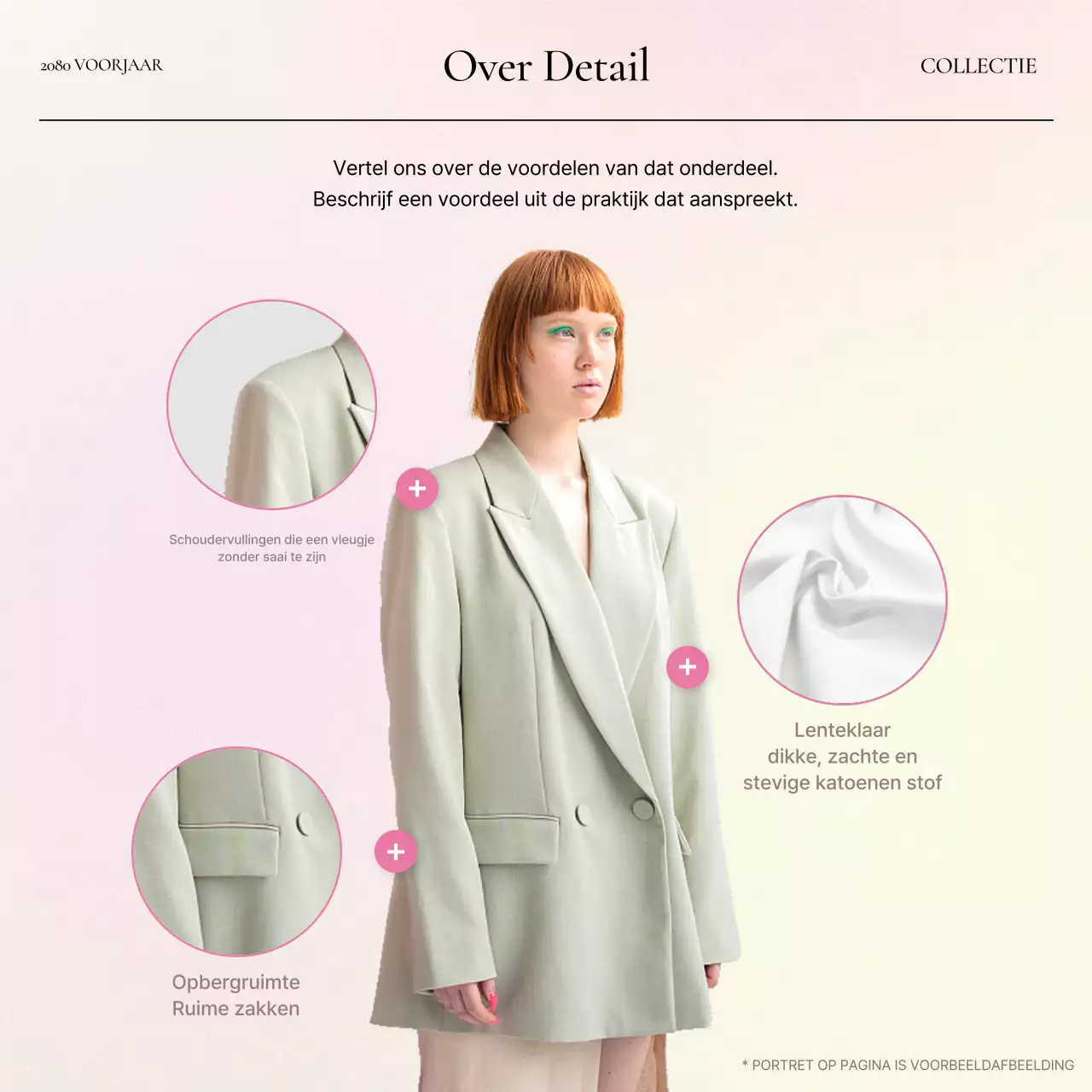 Kitscherige modeproductbeschrijvingen in geel en roze promoten