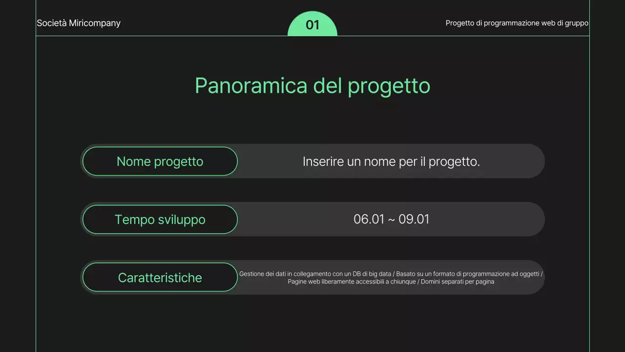 Un semplice brief di sviluppo web in bianco e nero