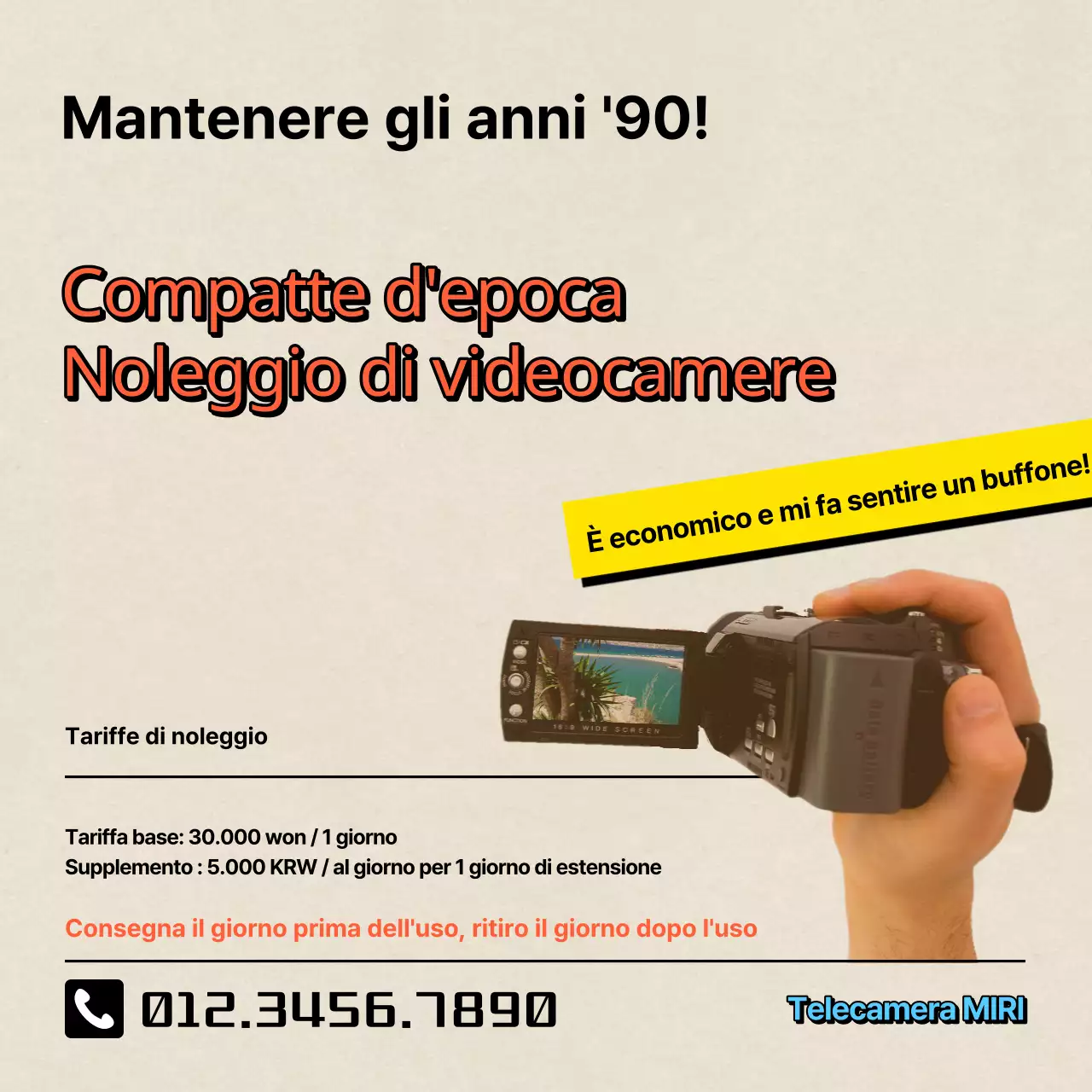 Promuovere il noleggio di macchine fotografiche con un look retrò in avorio e rosso