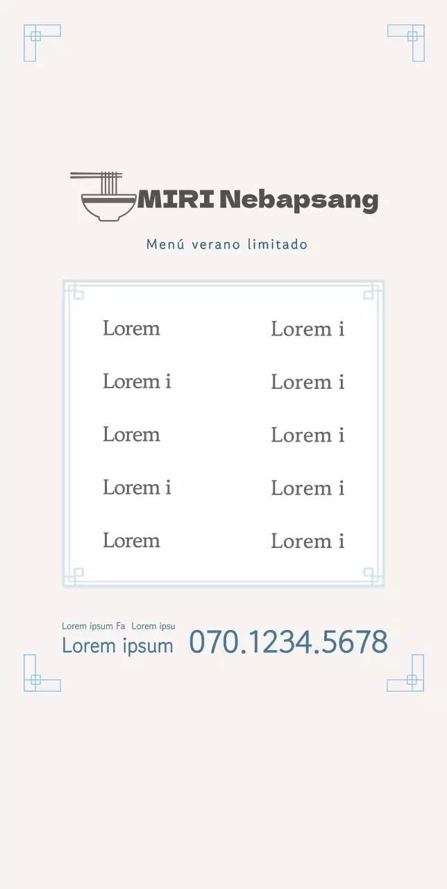 Información sobre el menú de verano Stand POP Tipo B