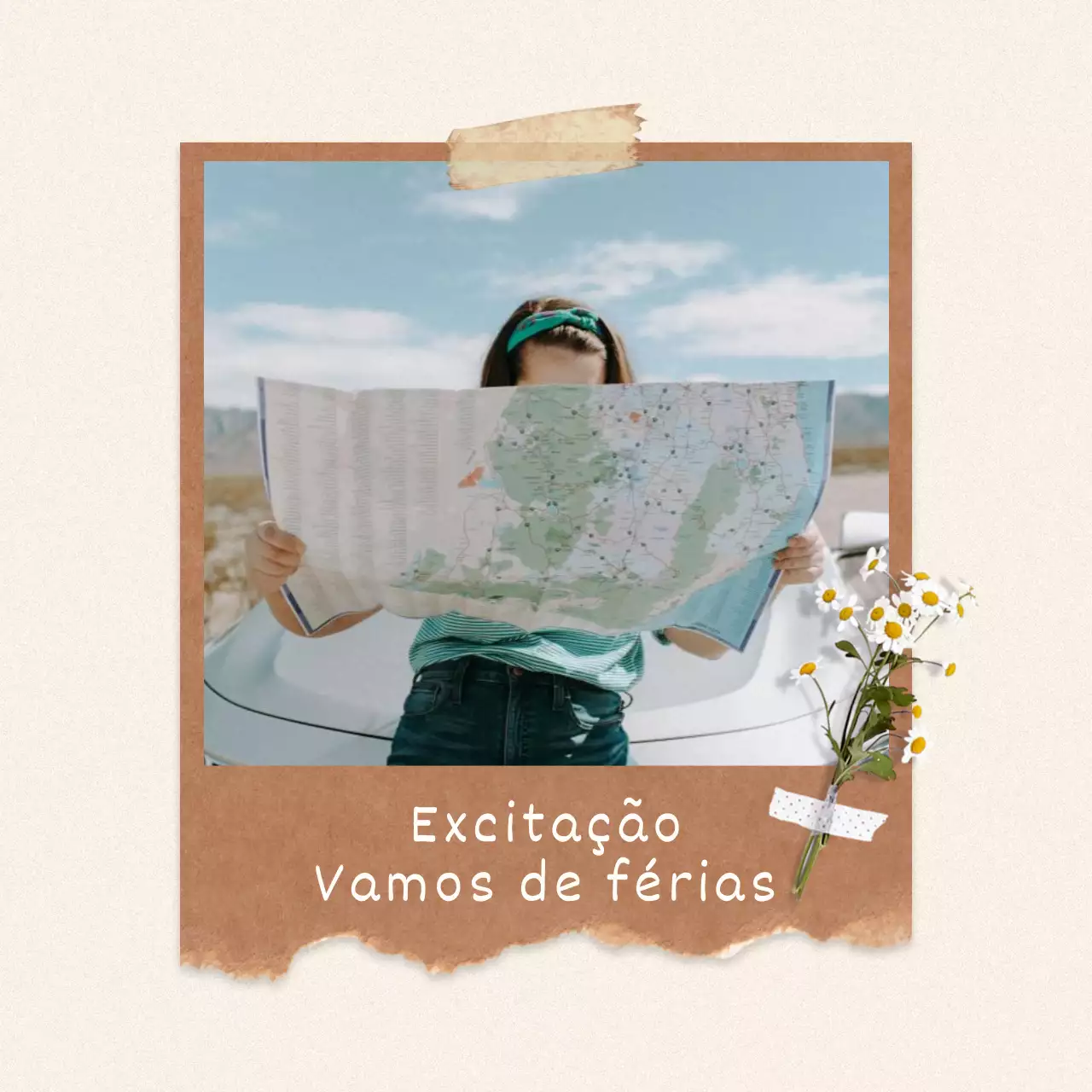 Um post Polaroid de um piquenique de férias acolhedor em marfim e branco