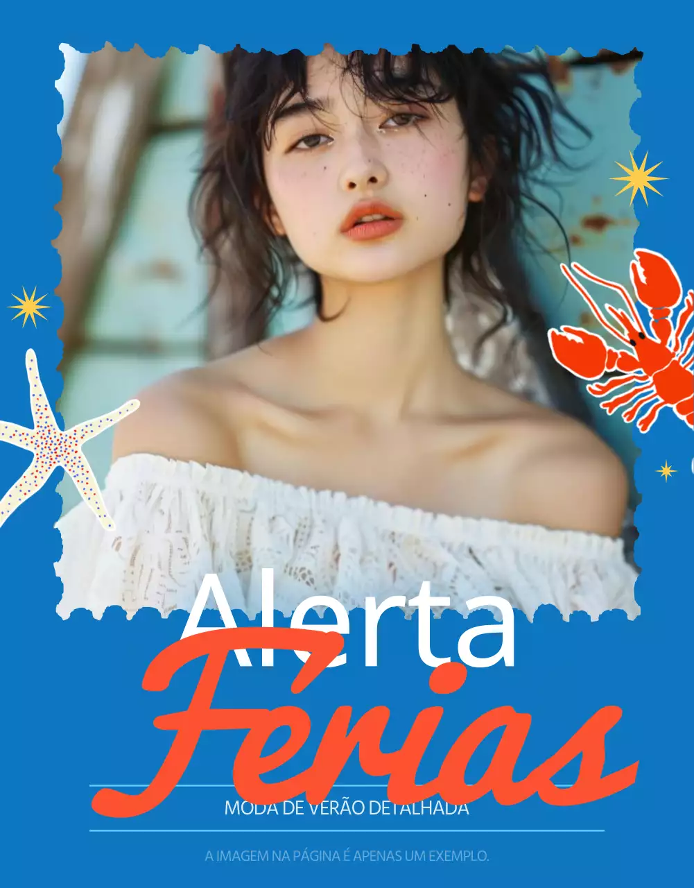 Anúncio promocional de verão vintage em azul e vermelho