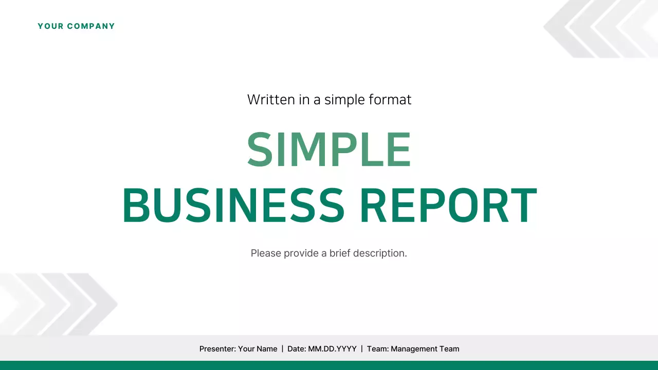 A simple corporate report in green
