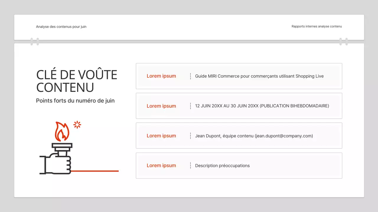 Un simple rapport d'analyse de contenu en rouge et blanc