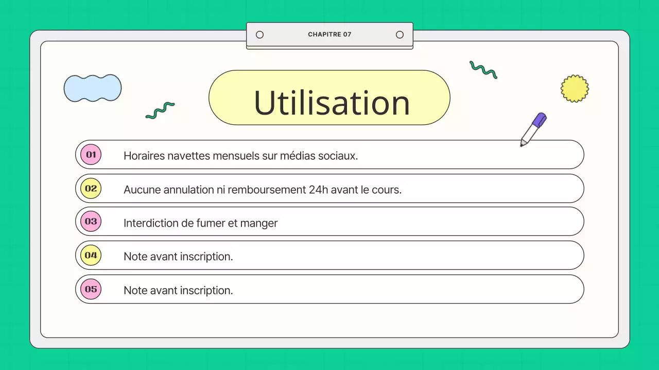Prospectus scolaire kitsch jaune et menthe