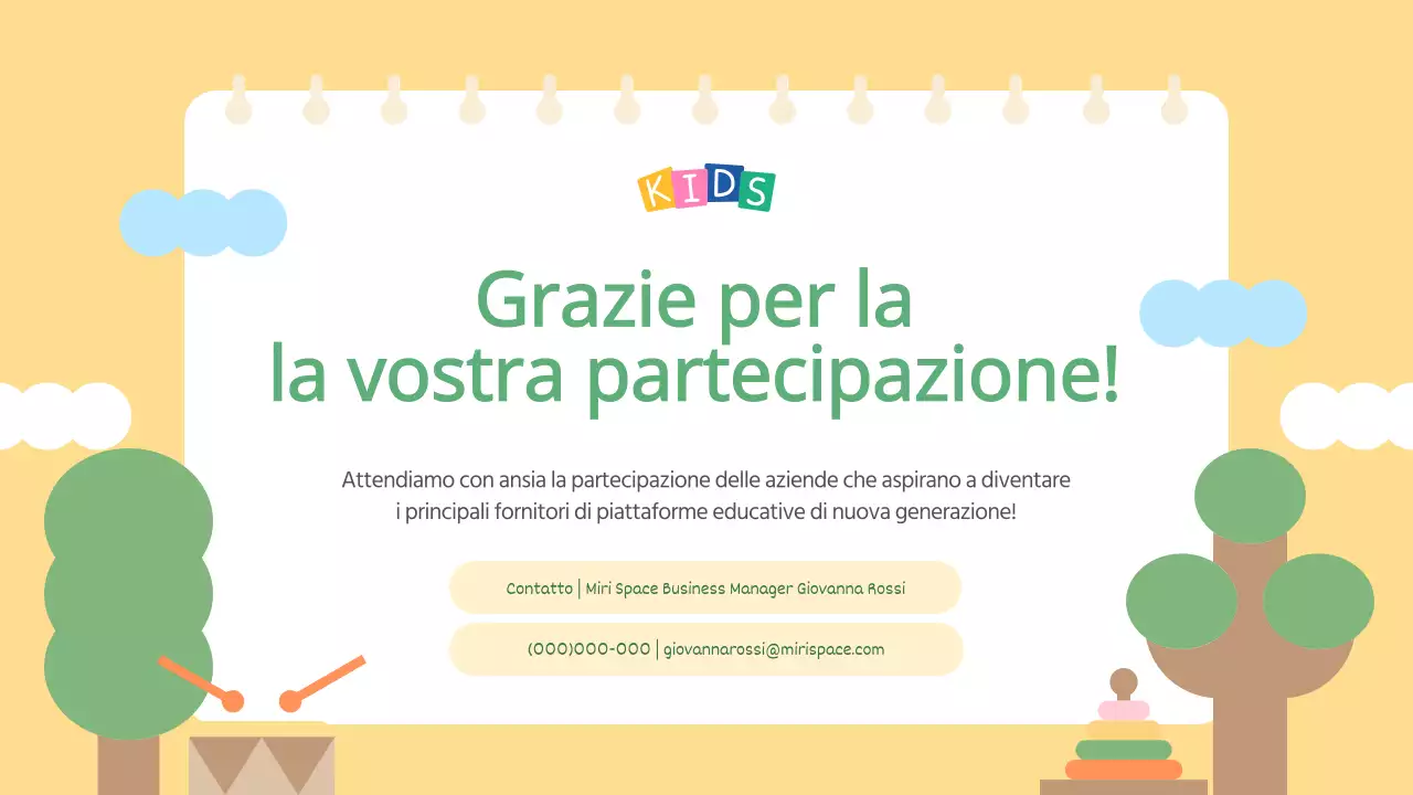 Il bando azzurro e giallo per gli espositori della Fiera dei bambini