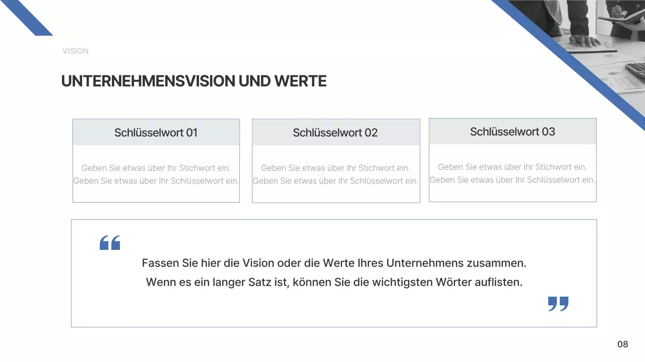 Ein einfacher Unternehmensbericht in Blau und Hellblau