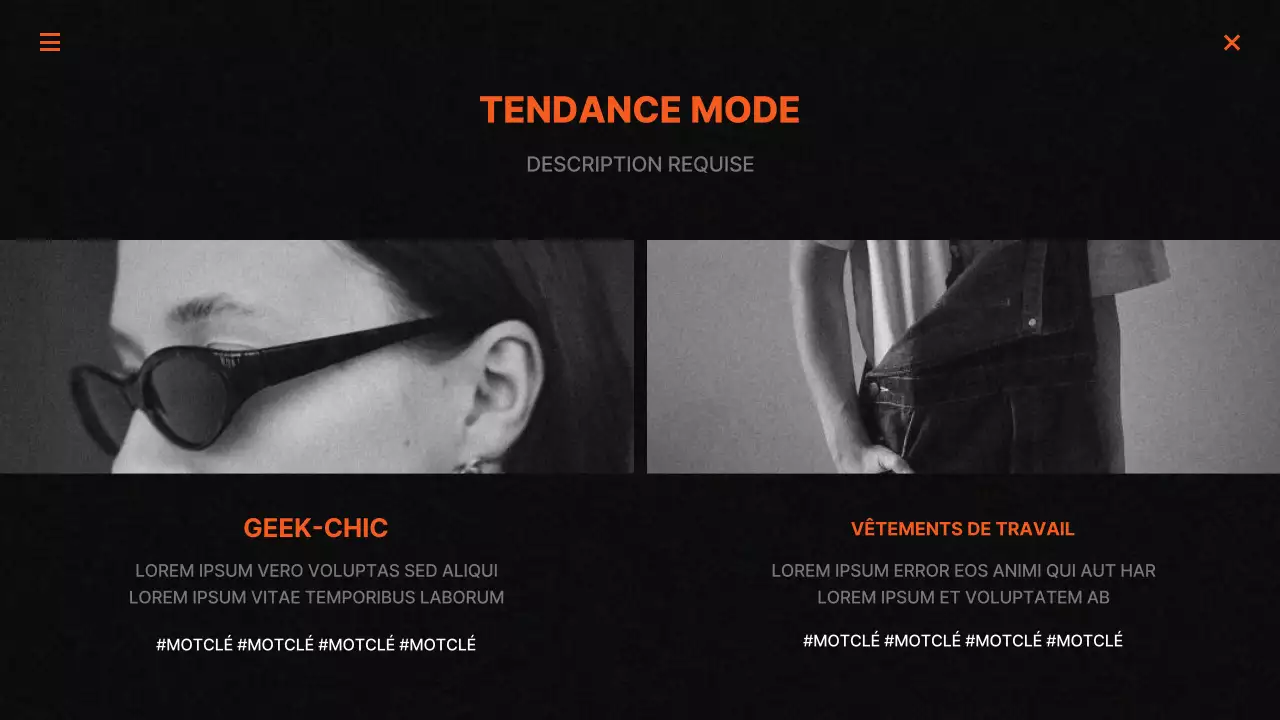 Rapports de marketing tendance en noir et orange