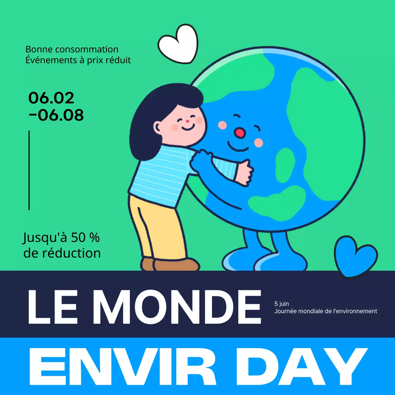 Promouvoir les événements verts et bleu marine naturels de la Journée de la Terre