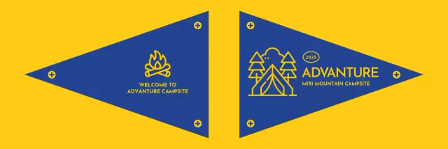 Thiết kế khu cắm trại sử dụng biểu tượng minh họa