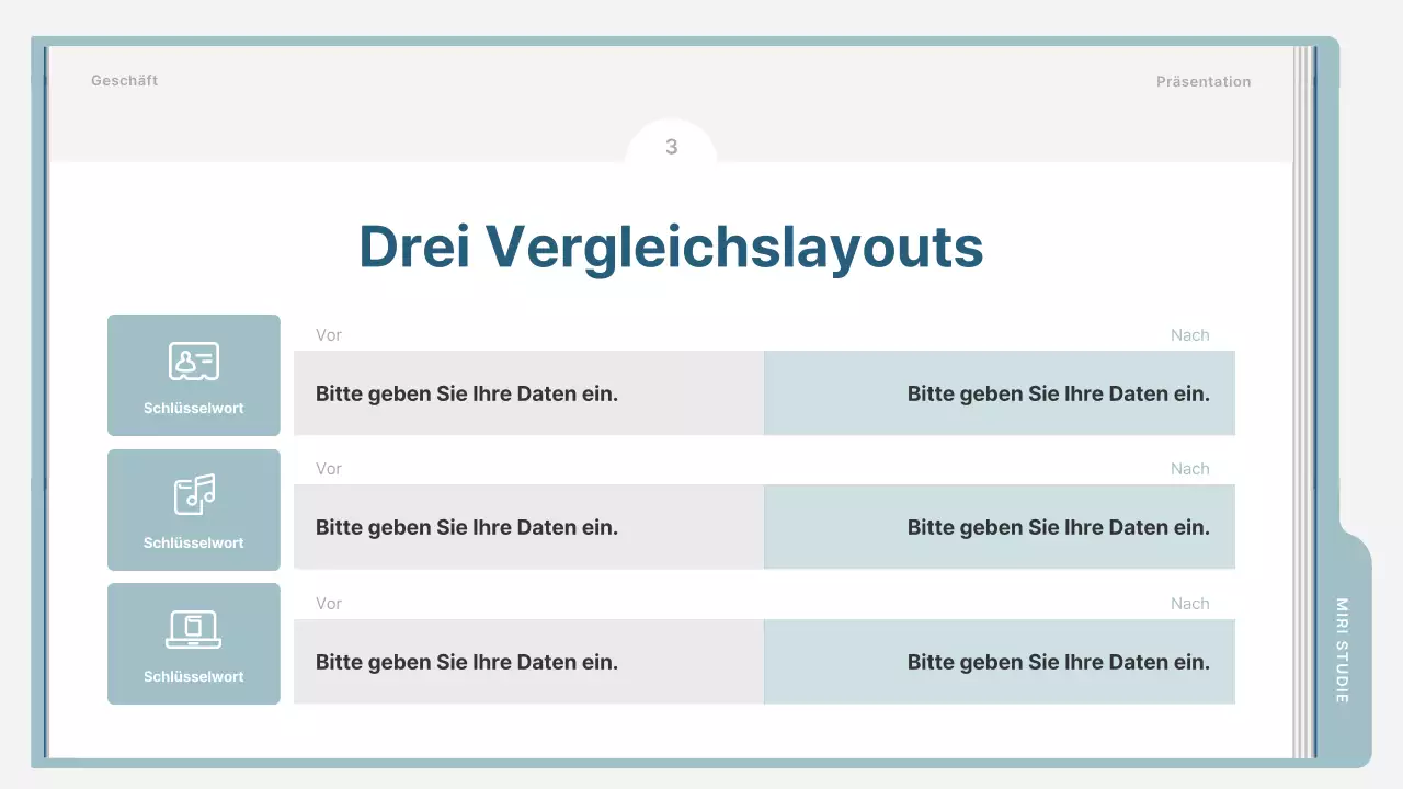 Ein einfacher Ausbildungsprospekt in Hellblau und Grau