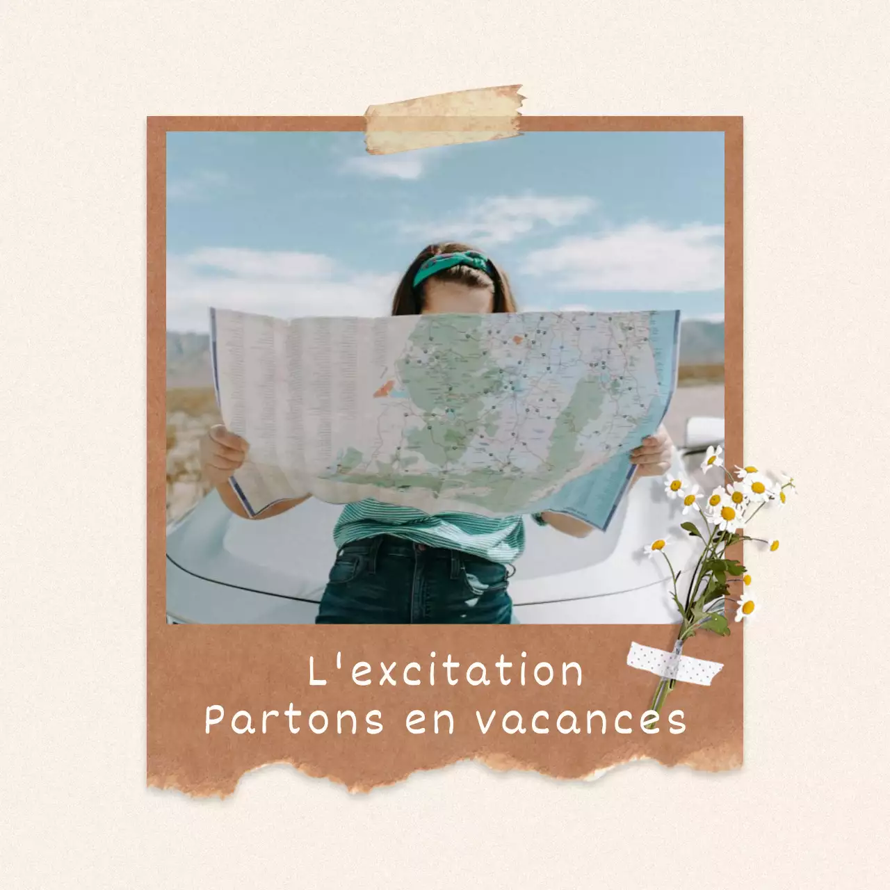 Une photo polaroïd d'un pique-nique de vacances en ivoire et blanc.