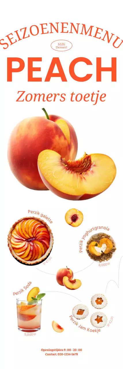 Verfrissende perzik dessert cafe banner