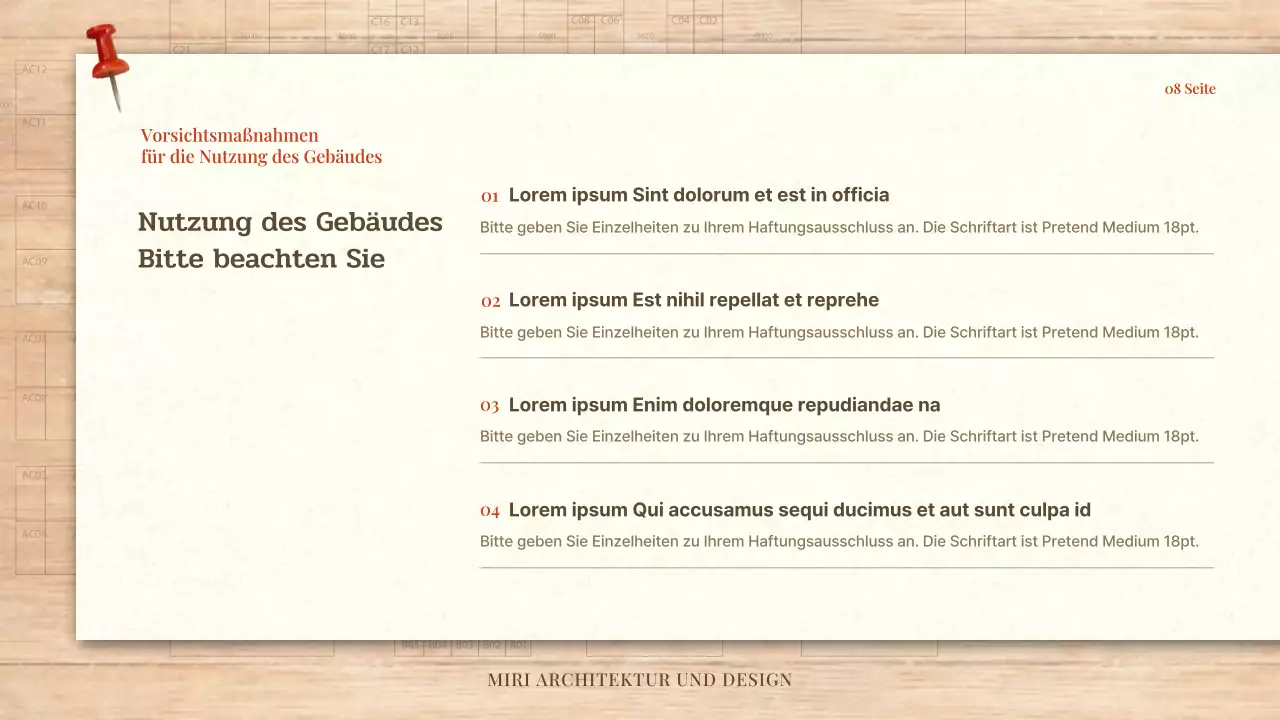 Einfacher Architektur- und Designauftrag in Rot und Beige