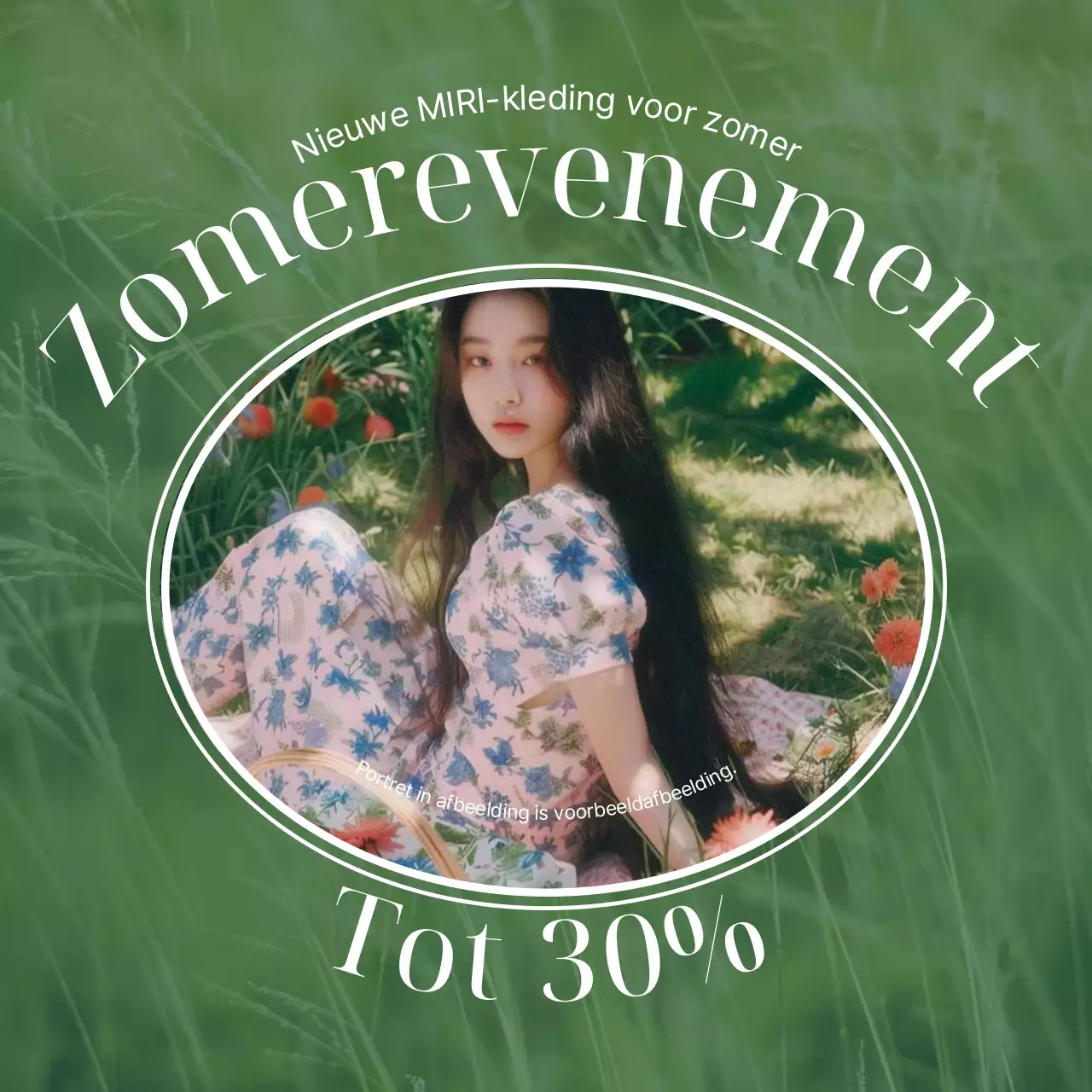 Eenvoudige, op de zomer geïnspireerde stijladvertentie in groen