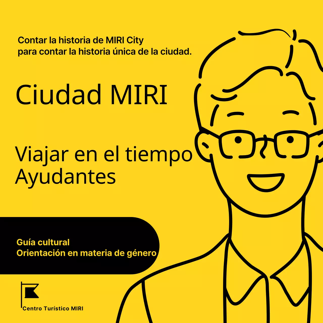 Anuncio de contratación de comentarista cultural minimalista en amarillo y negro