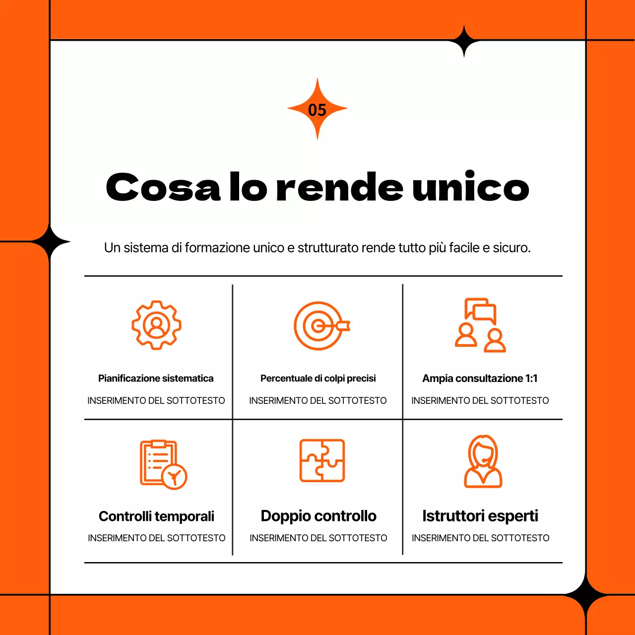 Prospetto semplice arancione e nero della scuola di mezza giornata