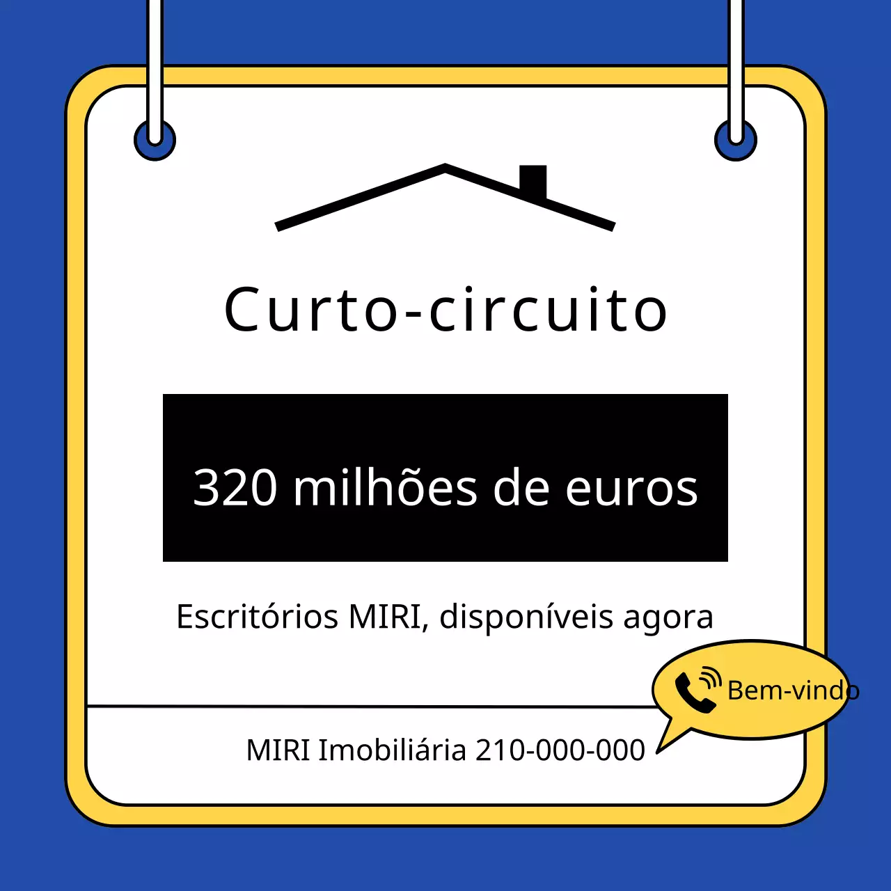 Um simples anúncio de venda de imóvel em amarelo e azul