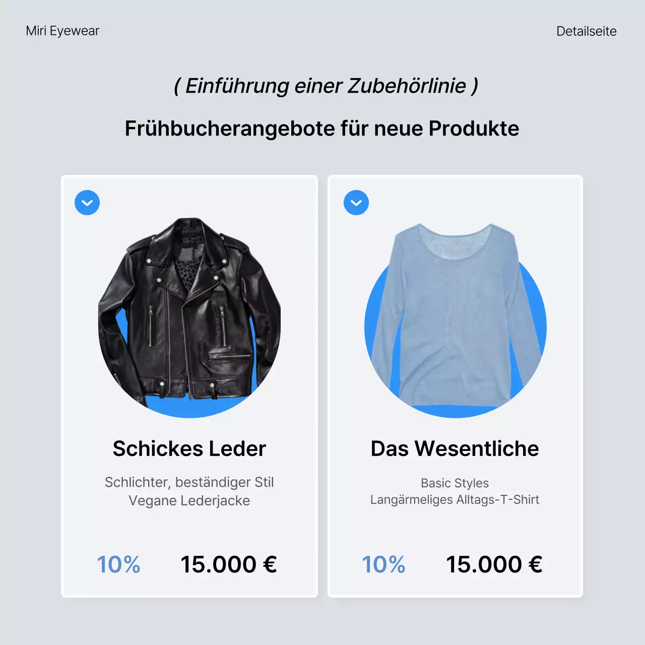 Beschreiben und fördern Sie trendige Mode in Blau und Weiß