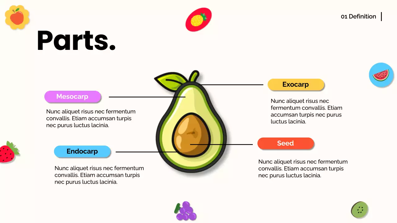 Colorful Trendy Fruit Guide Presentation
