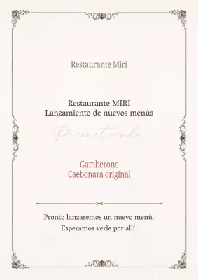 Nuevo anuncio de menú para un sencillo restaurante rojo y beige