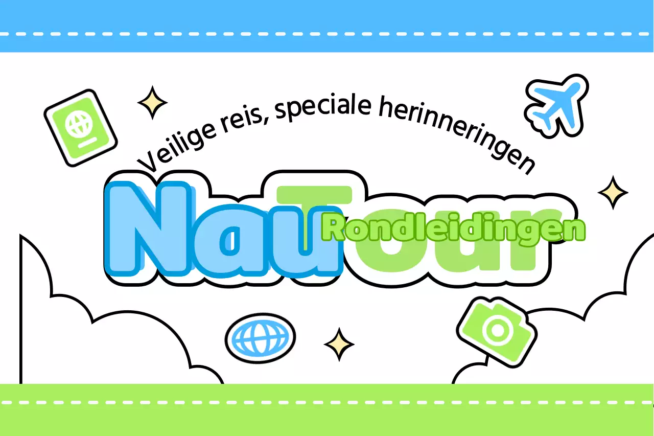 Ontwerp een leuke reisgids met wolken en verschillende pictogrammen