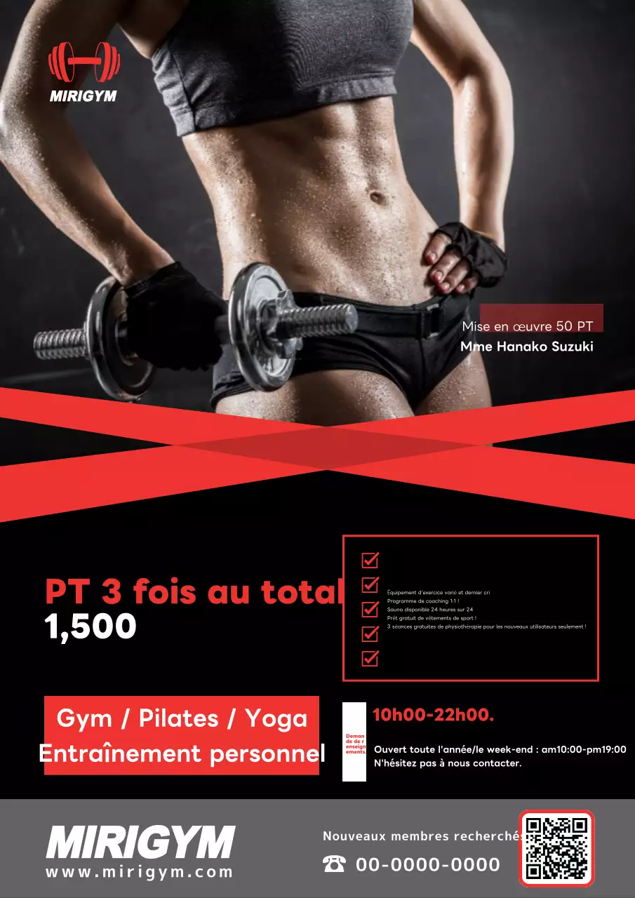 Faites la promotion de votre salle de sport avec des photos d'entraînement en rouge et noir