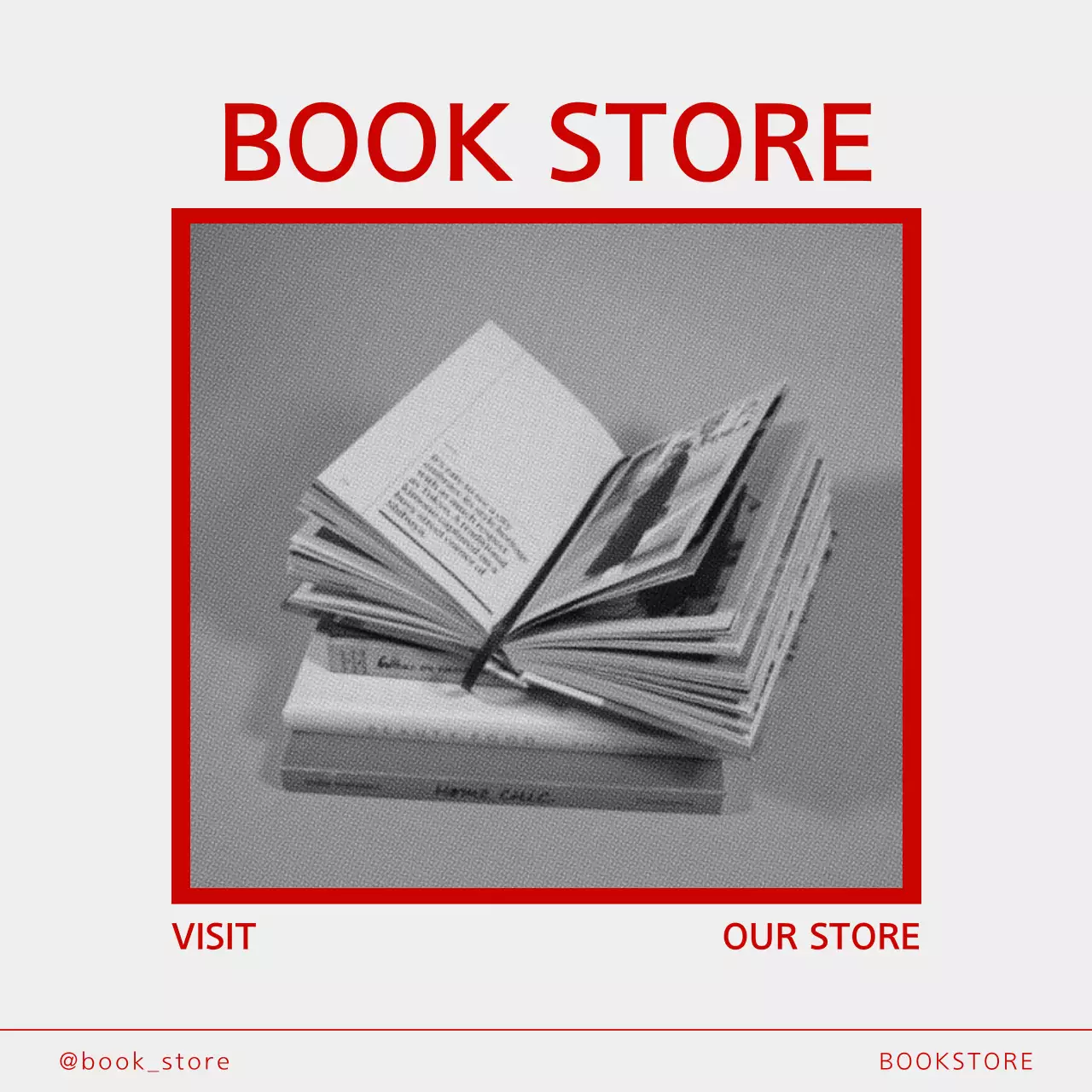 Red Classic Bookstore Promotion Social Media Post