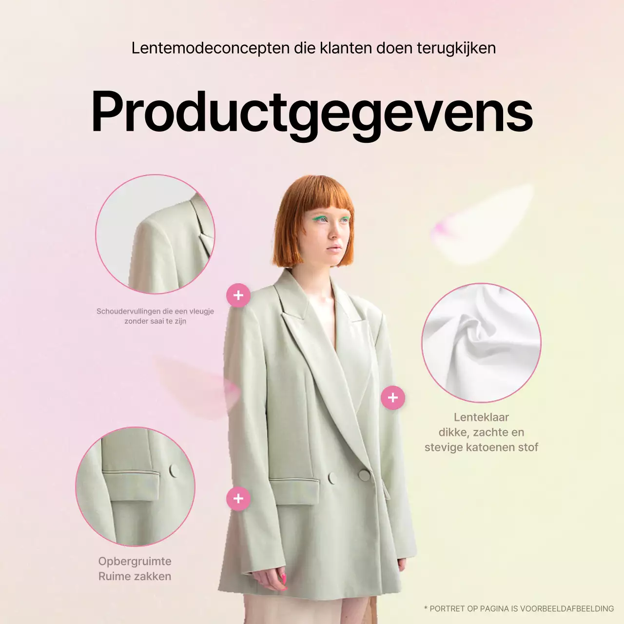Kitscherige modeproductbeschrijvingen in geel en roze promoten