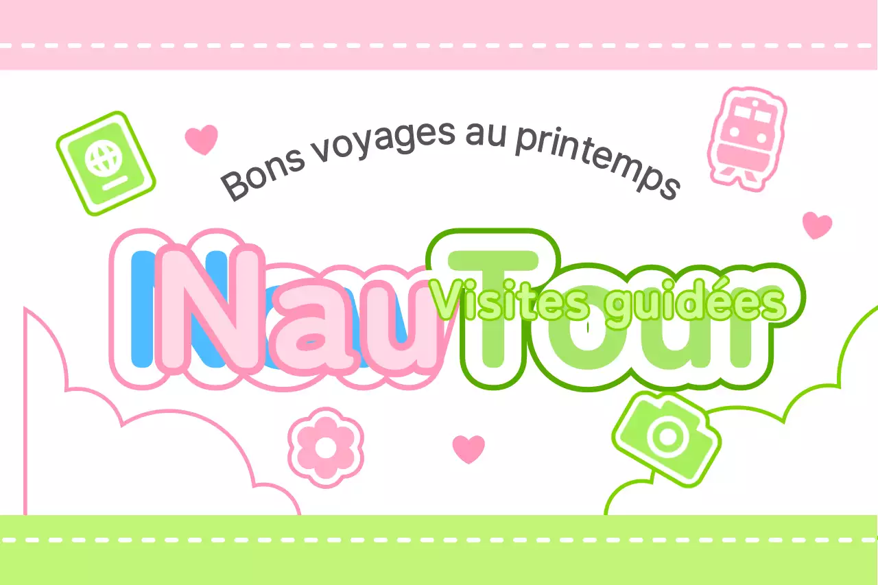 Créez un guide touristique mignon avec des nuages et différentes icônes.