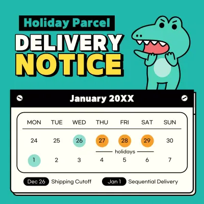 Teal Simple Delivery Notice Social Media Post