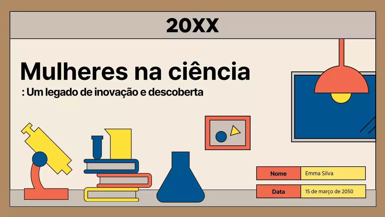 Promoção de mulheres cientistas modernas em bege e azul