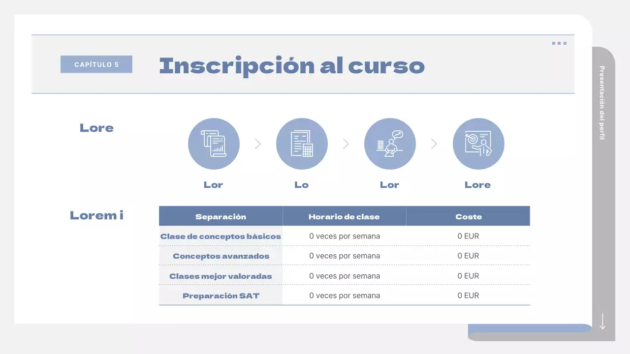 Un sencillo folleto escolar en gris y azul