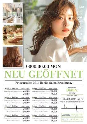 Schlanke und moderne Friseursalonwerbung in Grün und Weiß