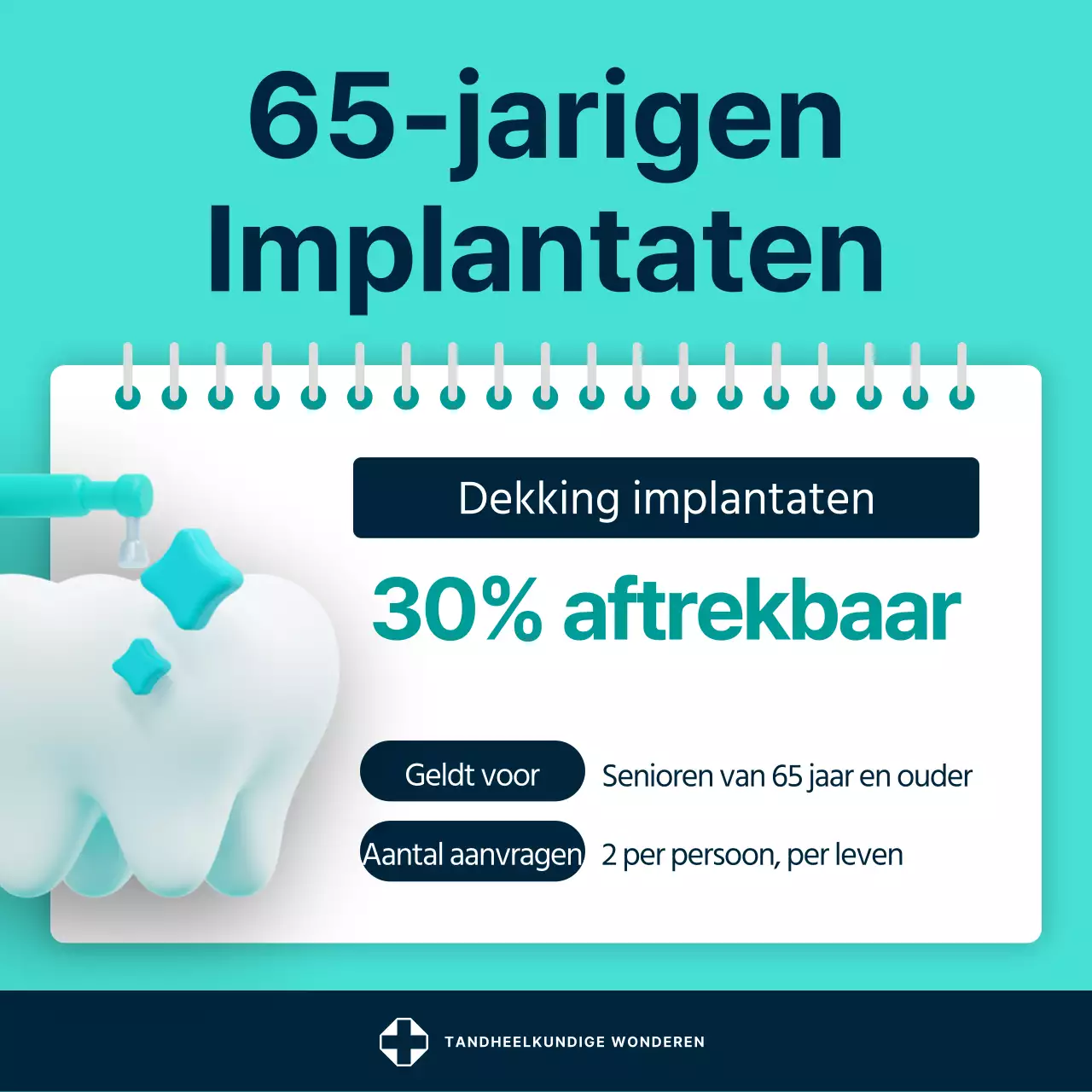 Een eenvoudige promotiepost voor tandartsen in mint en wit