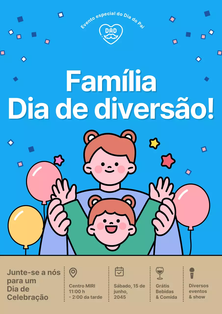 Promover um evento acolhedor para o Dia da Mãe em azul claro e bege